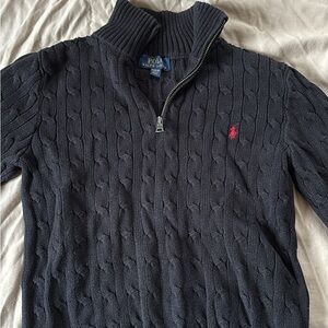 Polo by Ralph Lauren Men's Navy Cable Knit Zip-Up Sweater